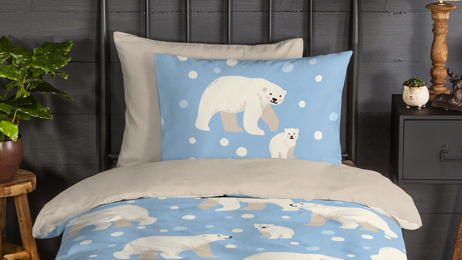 Dekbedovertrek Kids Good Morning Polar Bear - Blue