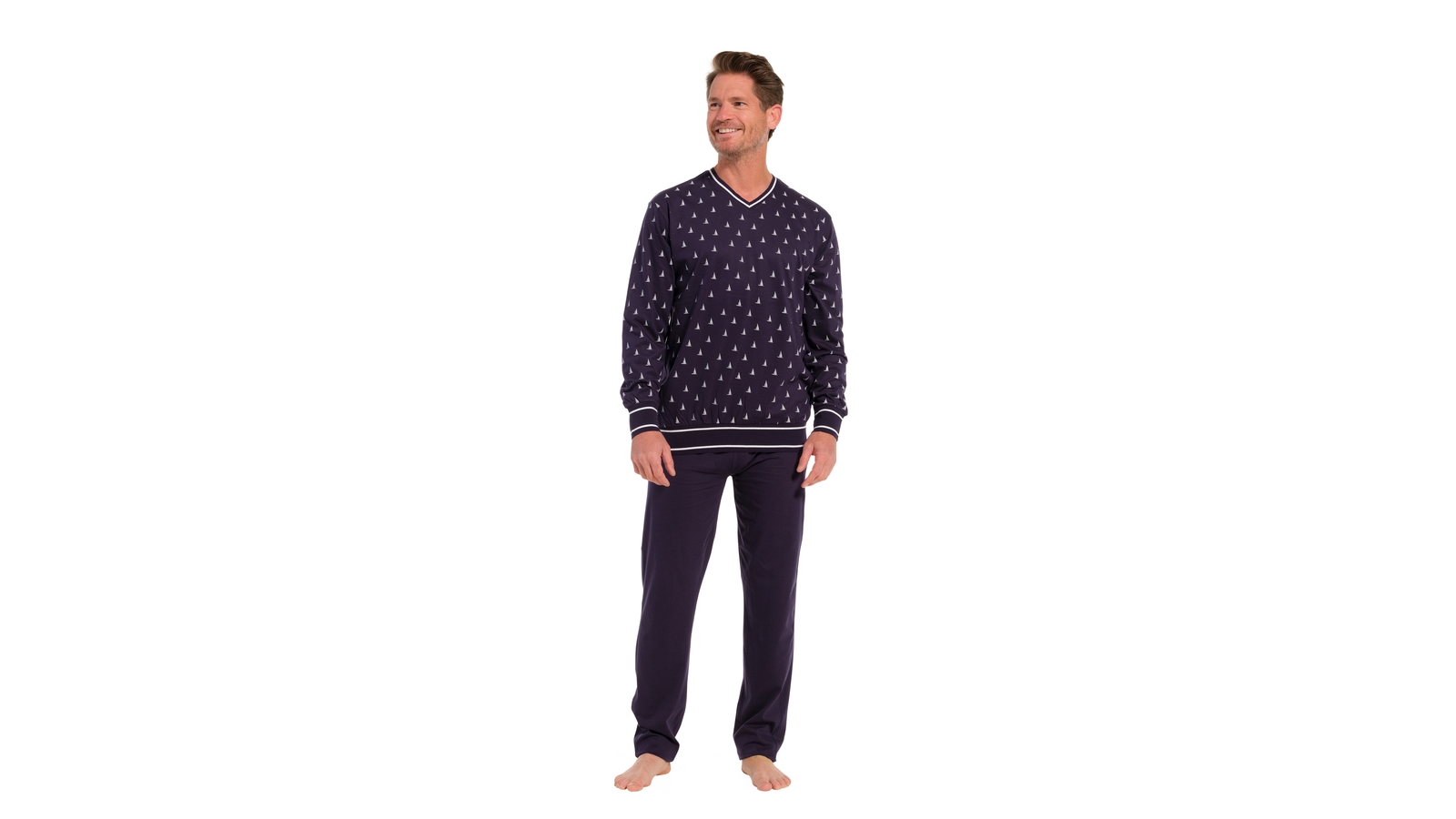 Pyjama Heren Pasha V-hals Bootjes - Donkerblauw