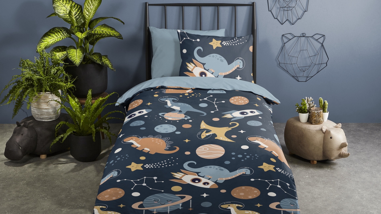 Dekbedovertrek Kids Pure Spacedino - Blue