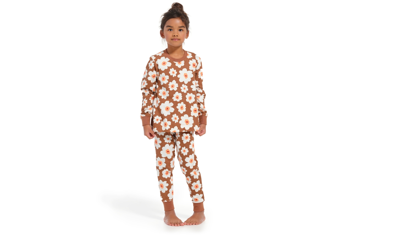 Pyjama Meisjes Pasha Retroflowers - Brown