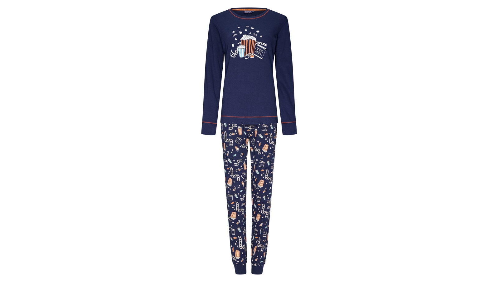 Pyjama Dames Pasha Popcorn and Movies - Dark Blue